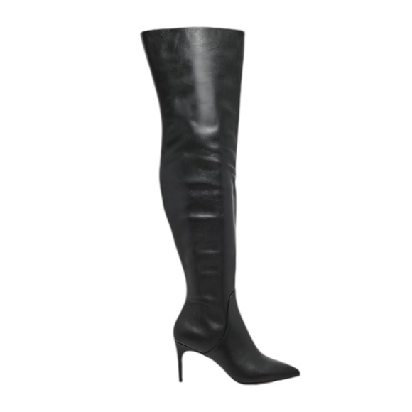 NEW Charles David Piano Black Fine Leather Over the Knee Long Boot - Size 6M - Picture 1 of 13
